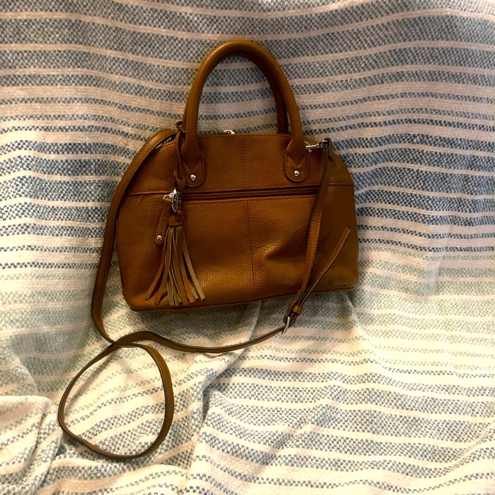 Tignanello saddle brown leather satchel